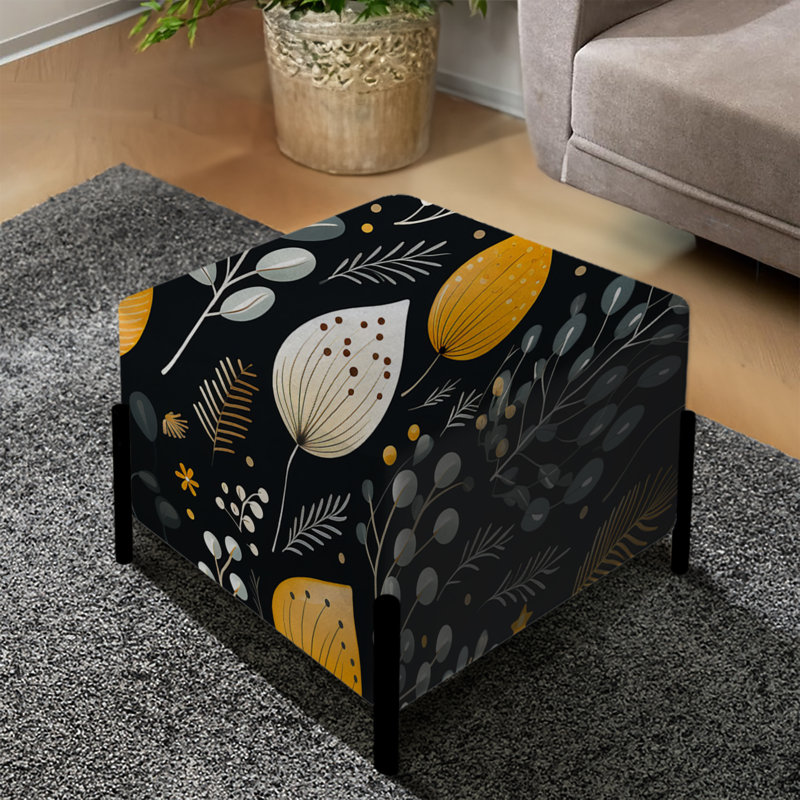 Toile florale noire et jaune à motif floral marocain