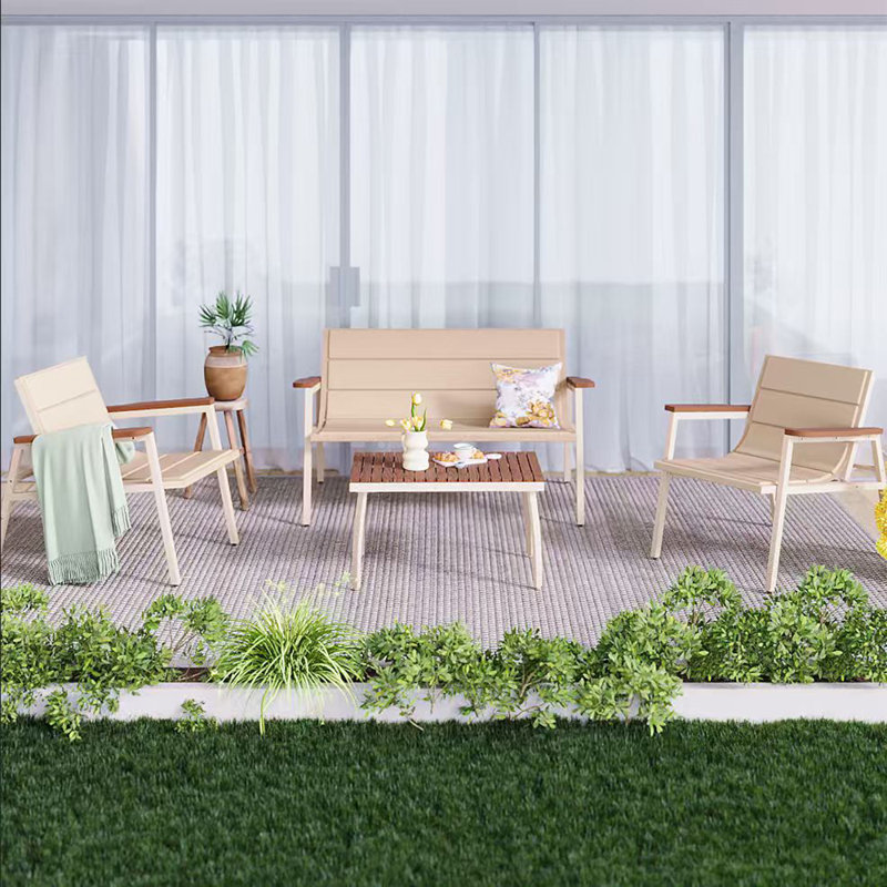 4-person Patio Set Beige Patio Conversation Sets