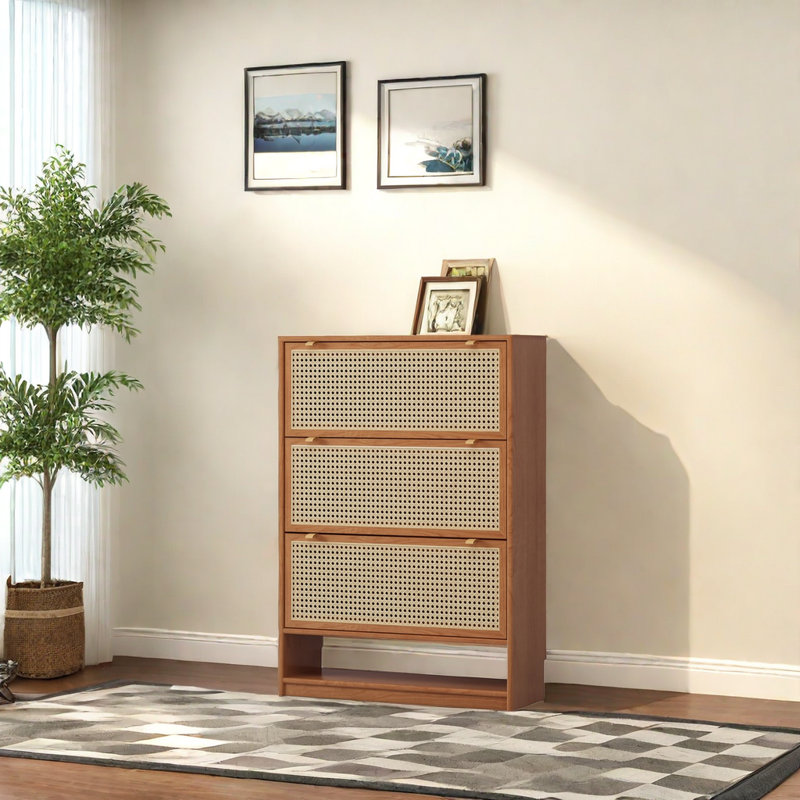 Armoire de rangement pour 28 paires de chaussures, Jaune / cerise