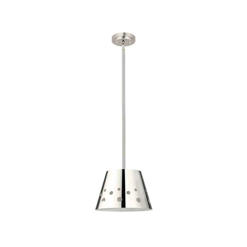 Luminaire suspendu conique 1 lumière, Nickel poli, H 9,5 po x l 12 po x P 12 po