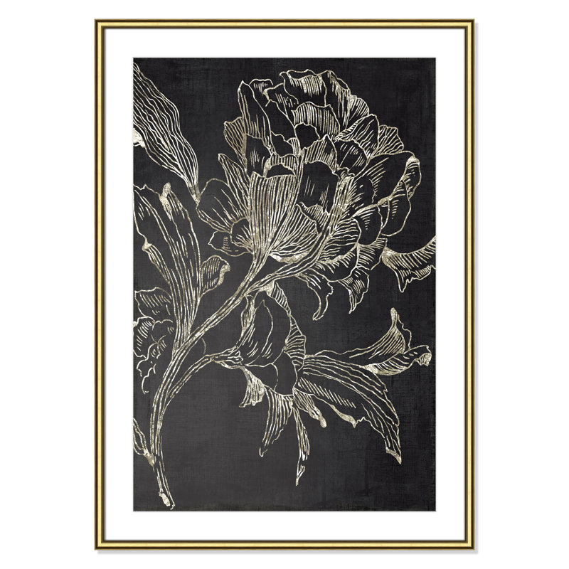 Clarendon Golden Flower Folklore I by Asia Jensen - Picture Frame Graphic Art Print, Gold Framed, 42.75" H x 30.75" W