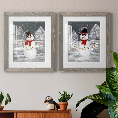 Festive Snowman I - ensemble de 2 reproductions d'art