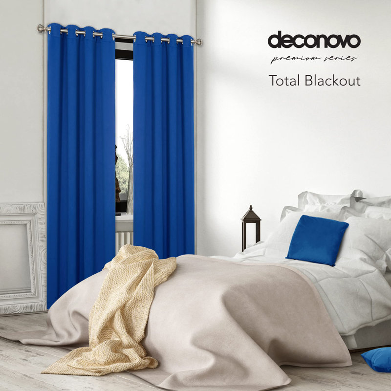 100 Percent Blackout with Liner Grommet Curtain Panel (Set of 4), 52" W x 72" L, Red