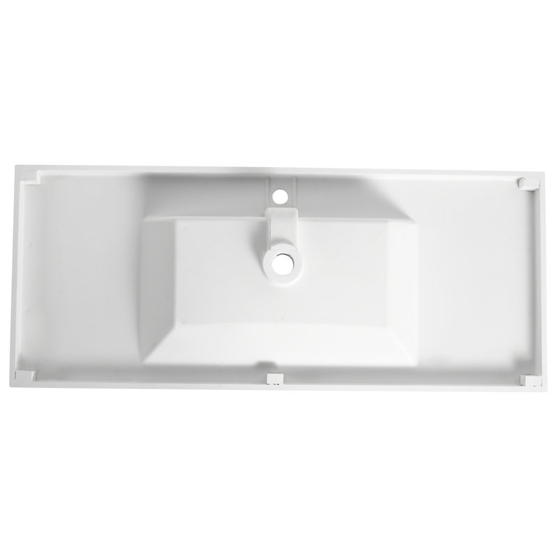 Lavabo de salle de bain en résine blanc brillant 48 po Waitsburg, hauteur 7,45 po, profondeur 45,85 po, largeur 20,07, lavabo robuste et tendance en blanc, design tendance