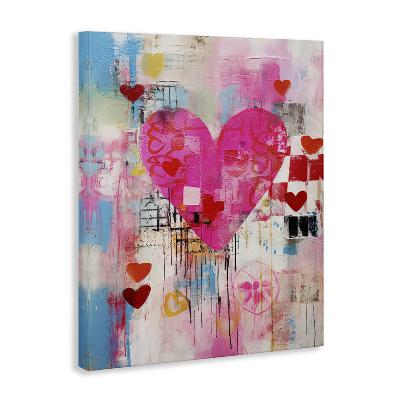 "Whimsical Romance Heart", art mural sur toile par LSR Design Studio, H 20 po x l 16 po