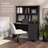 Small Computer Desk with Hutch in Vintage Black-328680182
