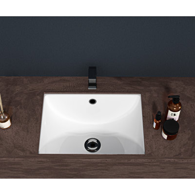 Évier encastré en céramique blanche de 18,5 po x 14 po avec trop-plein - Design moderne, teinture pour salle de bain et maison 18,5 po x 14 po