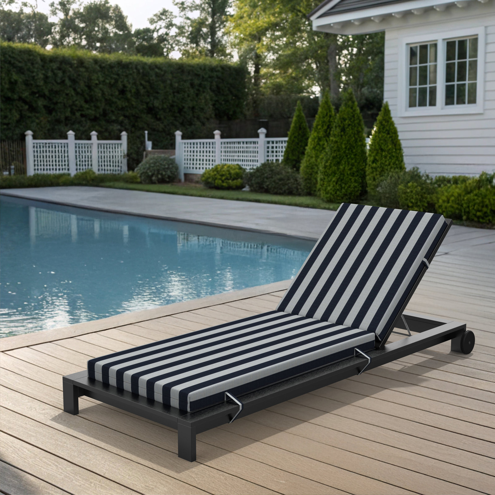 Lani Sunbrella Outdoor Chaise Lounge Cushion, 24" W x 45" D, Expressive Mist