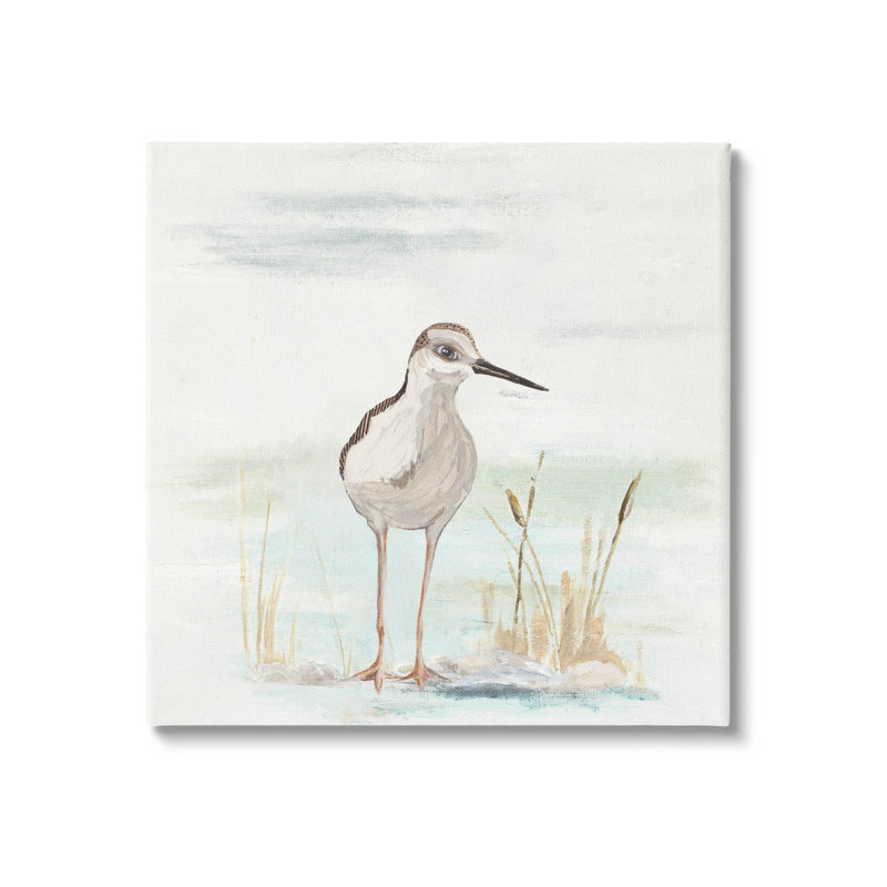 «Sandpiper Bird Beach Grass Sprig», art mural par Patricia Pinto, H 17 po x l 17 po x P 1,5 po
