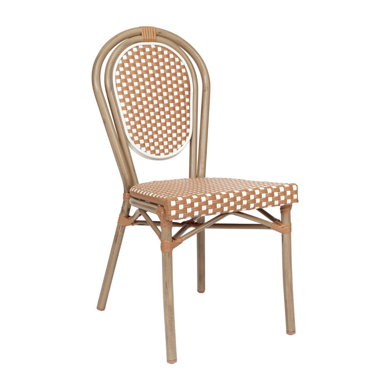 Chaises Paris empilables Cloquet, Blanc / brun clair / naturel clair, 1