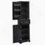 Grande armoire de rangement pour salle de bain, armoire de rangement autoportante avec deux portes et tablettes réglables, conception à étagère de porte, panneau de fibres à densité moyenne avec finition peinte, noir-666621327-666621326