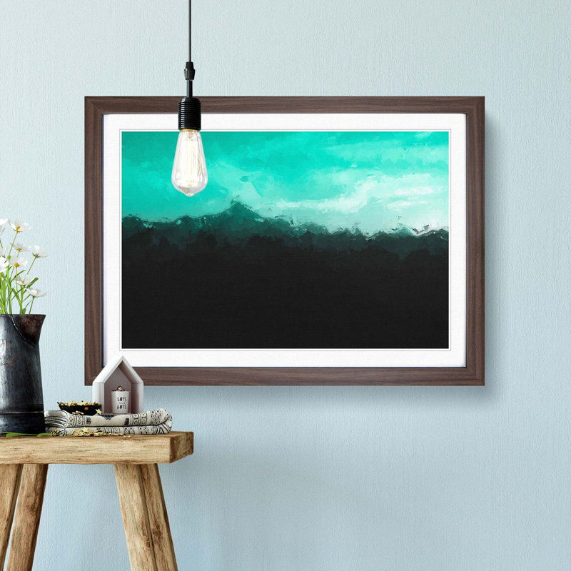 Mint Green Sky - Picture Frame Graphic Art Print, Walnut Framed, 27cm H x 36cm W x 2cm D