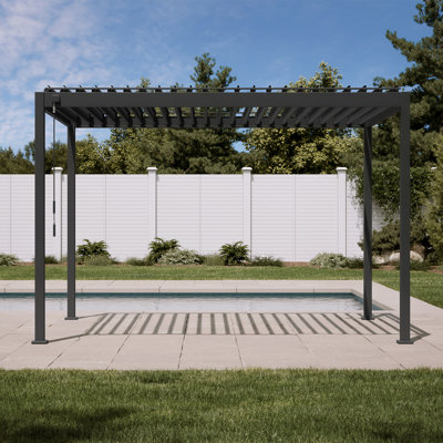 88H Metal Frame Pergola with Adjustable Louvered Roof