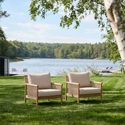 Rope Woven Outdoor Aluminum Patio Armchair With Cushions