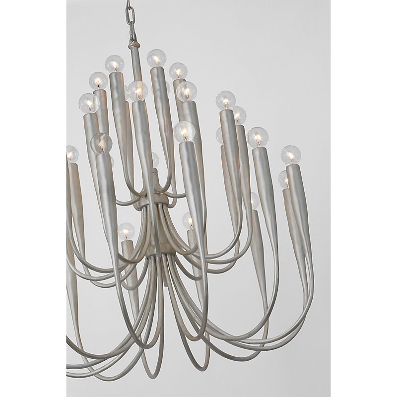 Julie Neill 30 - Light Chandelier, 34" H x 30" W x 30" D, Burnished Silver Leaf