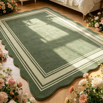Tapis de couloir de cuisine festonné en jute 2 x 6 po, tapis lavables antidérapants pour tapis d'entrée intérieur / extérieur, tapis Morden pour le couloir, vert
