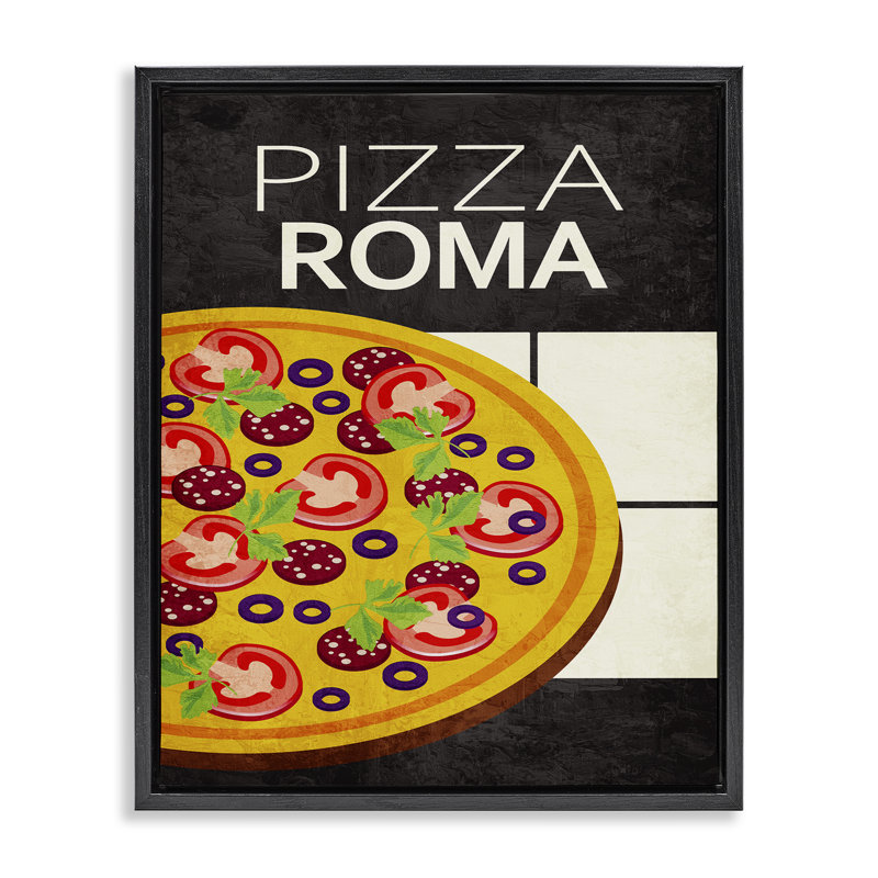 Cadre flottant de cuisine classique Pizza Roma, design par Kim Allen, H 21 po x l 17 po, Cadre flottant noir de jais
