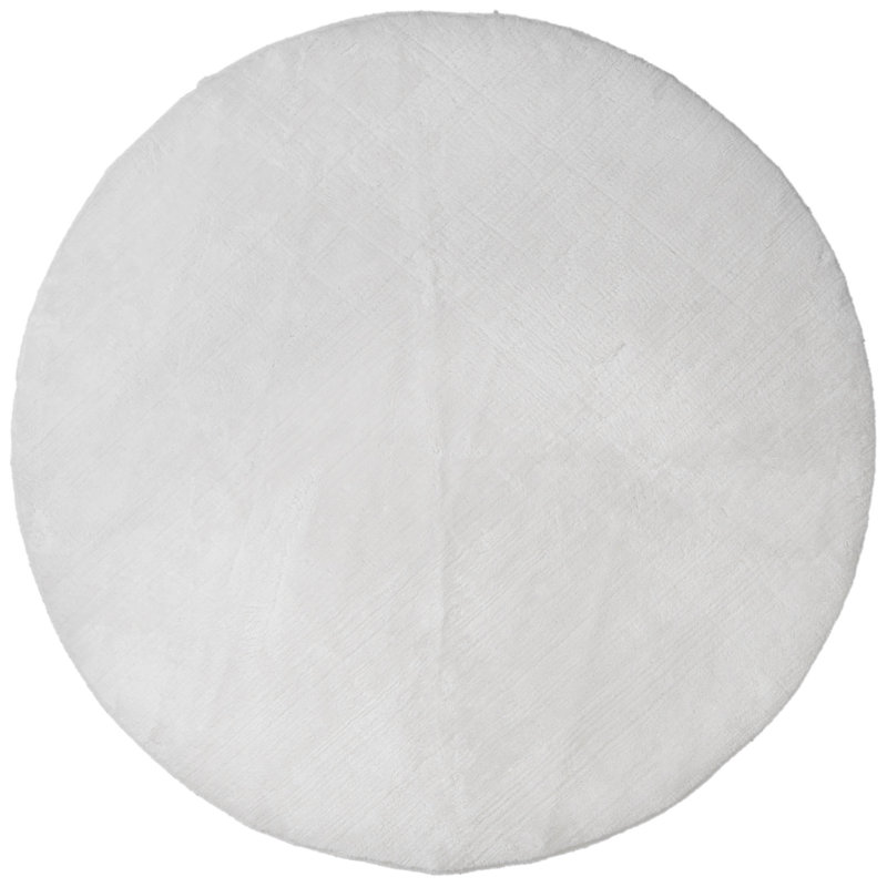Tapis à poil long gris clair Badini, Rond 5 pi 3 po