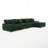 5 - Piece Upholstered Green Faux Rabbit Fur Flannel Modular Sectional Sofa with Throw Pillows & Removable Ottomans-190078670