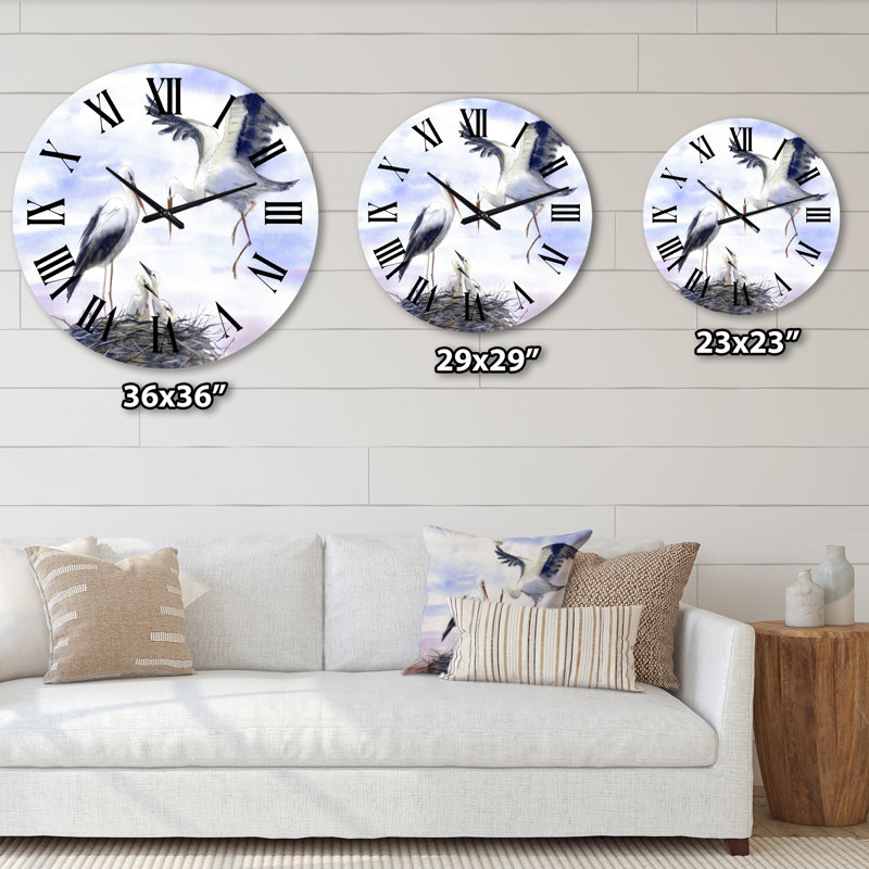 Storks In The Nest - Horloge murale de ferme, Surdimensionné