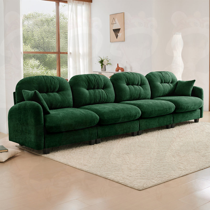 Canapé modulaire 4 places, H 36,6 po x l 140 po x P 34,2 po, 4, Vert