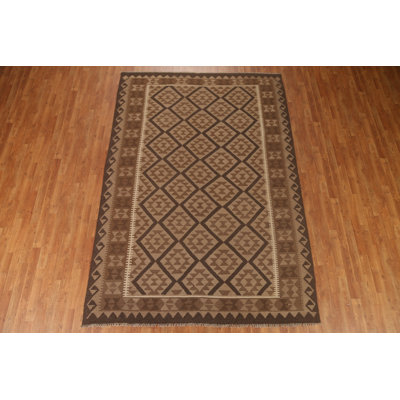 Brown Wool Kilim Oriental Area Rug 10