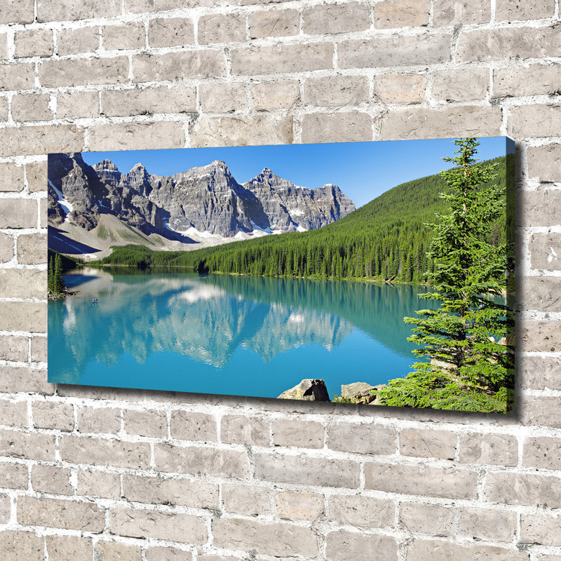 Lake In The Mountains - No Frame Print, 70cm H x 100cm W x 4cm D, Glass