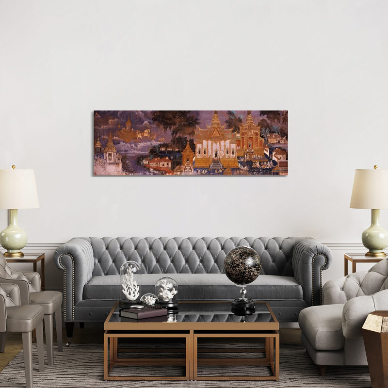 Ramayana Murals In A Palace, Royal Palace, Phnom Penh, Cambodia - Wrapped Canvas Panoramic Painting