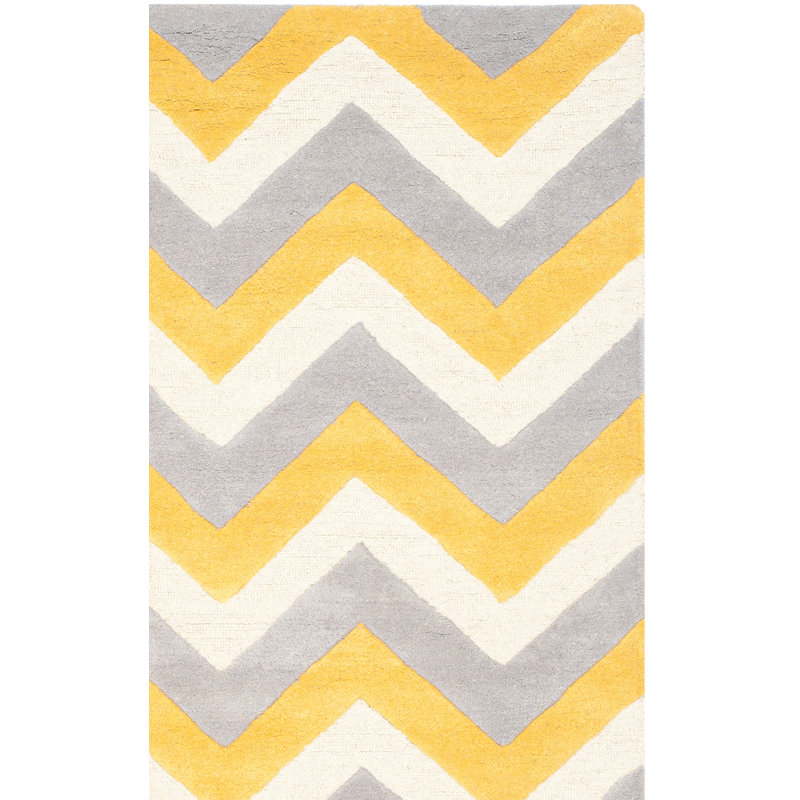 Sanyla Hand Tufted Wool Chevron Rug, Runner 2'6" x 8'