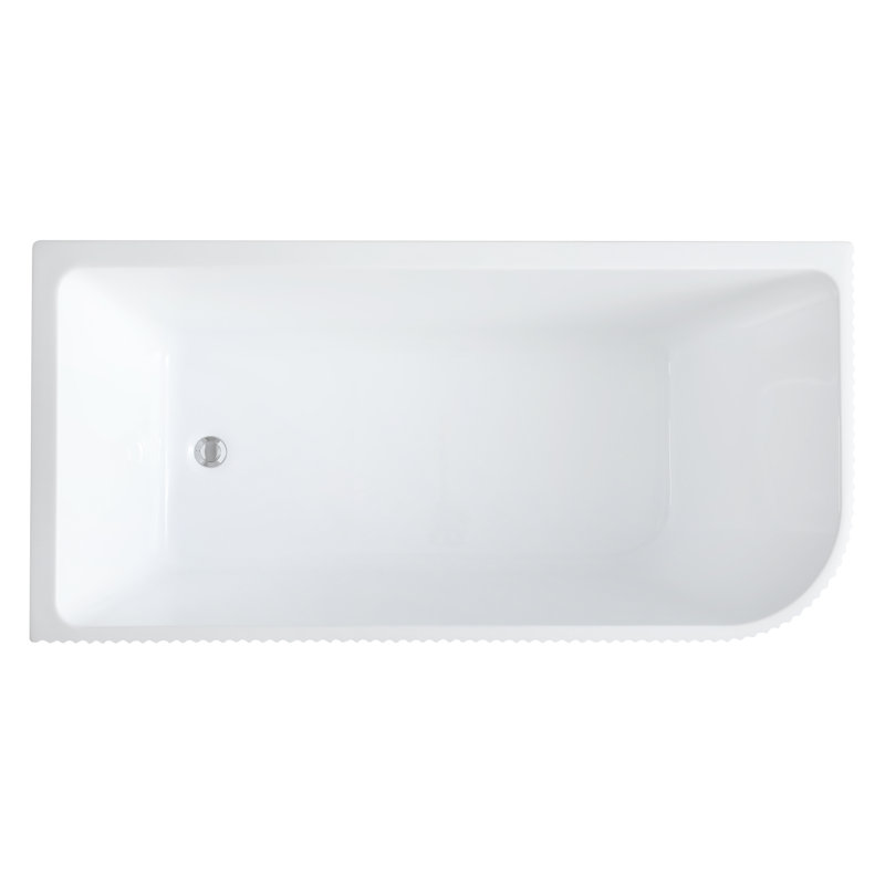 KDK HOME 59" x 29" Freestanding Bathtub Left Drain Acrylic Soaking Tub with Pop up Drain & Overflow