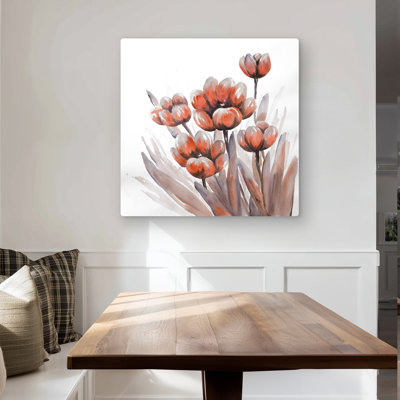 Watercolor Red Flowers - Romantic Red Metal Print for Decor