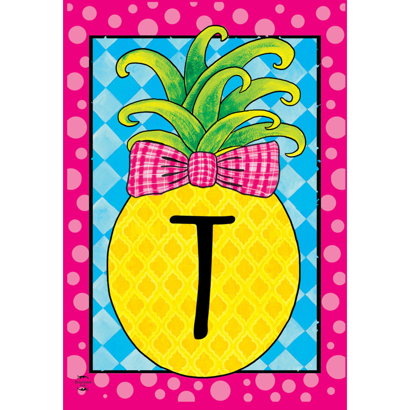 Pineapple Monogram Letter T Garden Flag