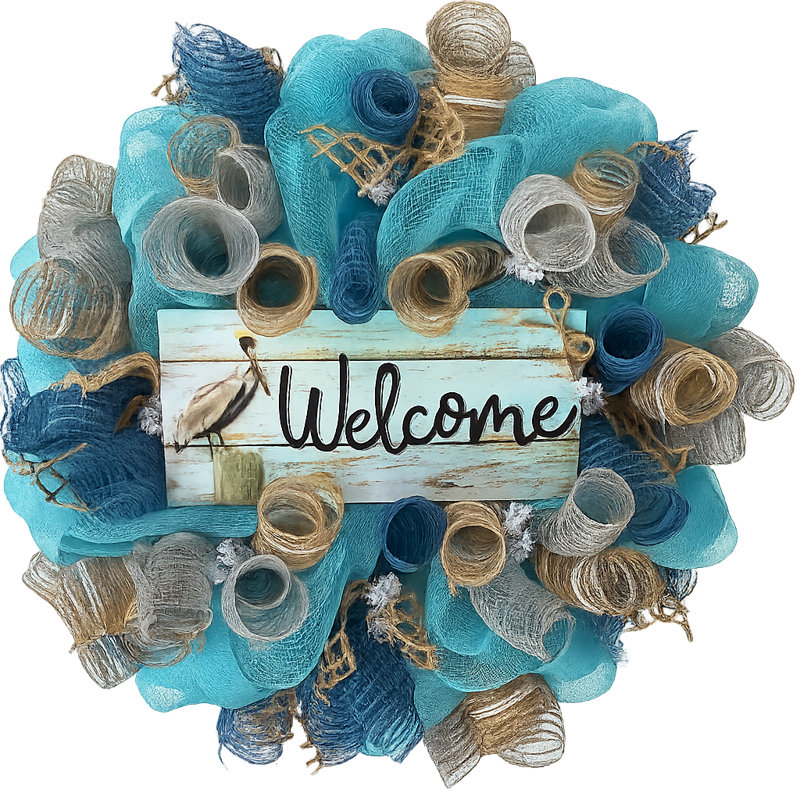 Couronne de bienvenue côtière aux couleurs de la mer