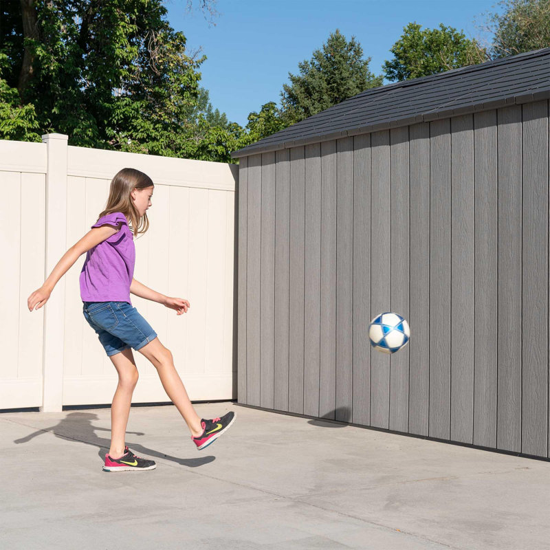 8' x 12' Black Polyethylene Outdoor Storage Shed with Shelving and Windows