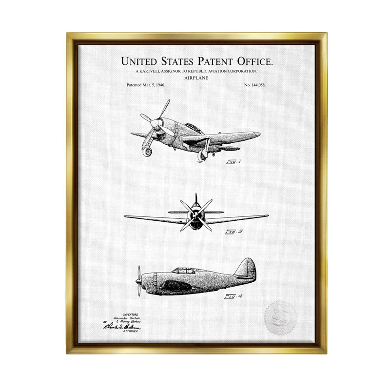 Schéma d'avion complexe, estampe numérique brevetée par Karl Hronek, H 31 po x l 25 po x P 1,7 po