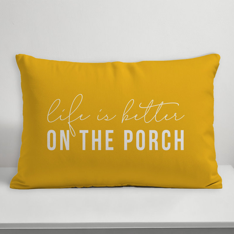  Life is Better on the Porch Indoor/Outdoor Lumbar Pillow, Yellow
