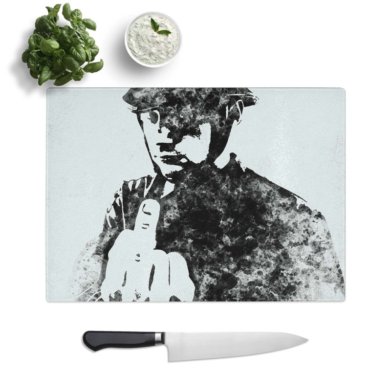 Tempered Glass Rude Policeman Chopping Board, 28.5 cm W x 20 cm L