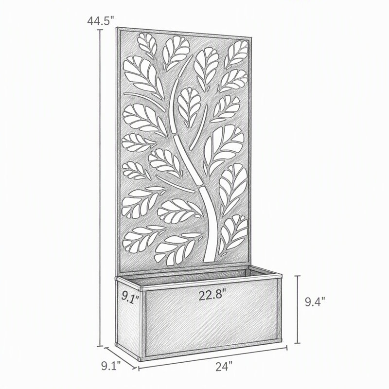 Lit de fleurs autoportant ou mural, lit de jardin en métal avec treillis pour plantes grimpantes