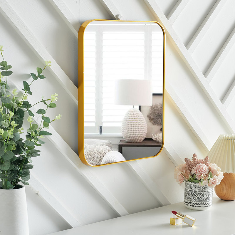 Aluminum Rectangle Mirror, Gold