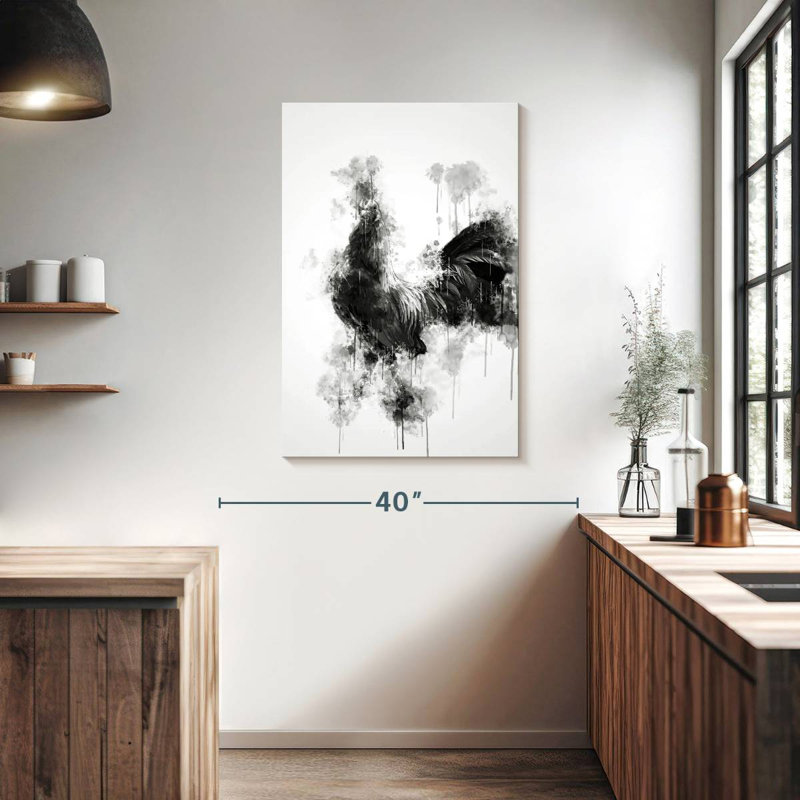 Coq Brampt noir et blanc, H 39 po x l 26 po