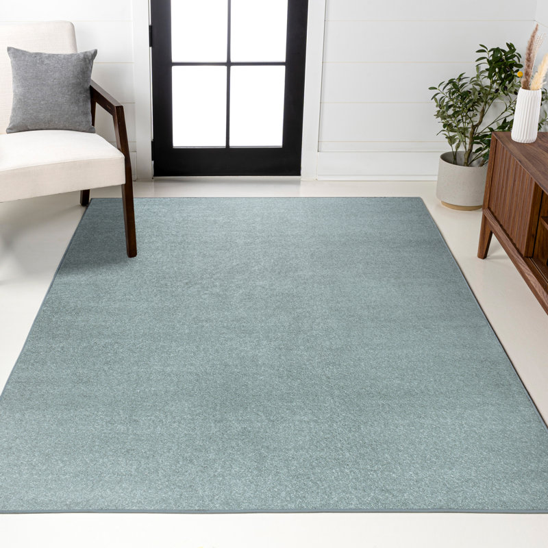 Tapis bleu uni à poils courts Arzel, Rectangle 10 pi x 14 pi