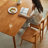 Cherry wood color Rectangular  Solid Dining Table For Dining Room/Kitchen-417576164