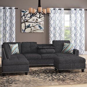 Sciortino 97.2" Wide Linen Corner Sectional with  ottoman ( incomplete right sofa only) 