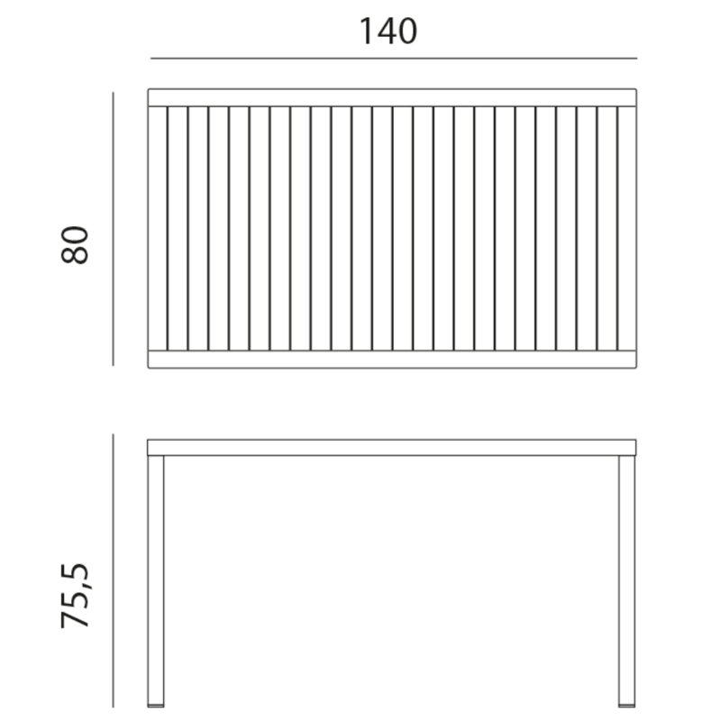 Hilia Square Outdoor Dining Table , 140cm cm W 80cm cm D, Anthracite