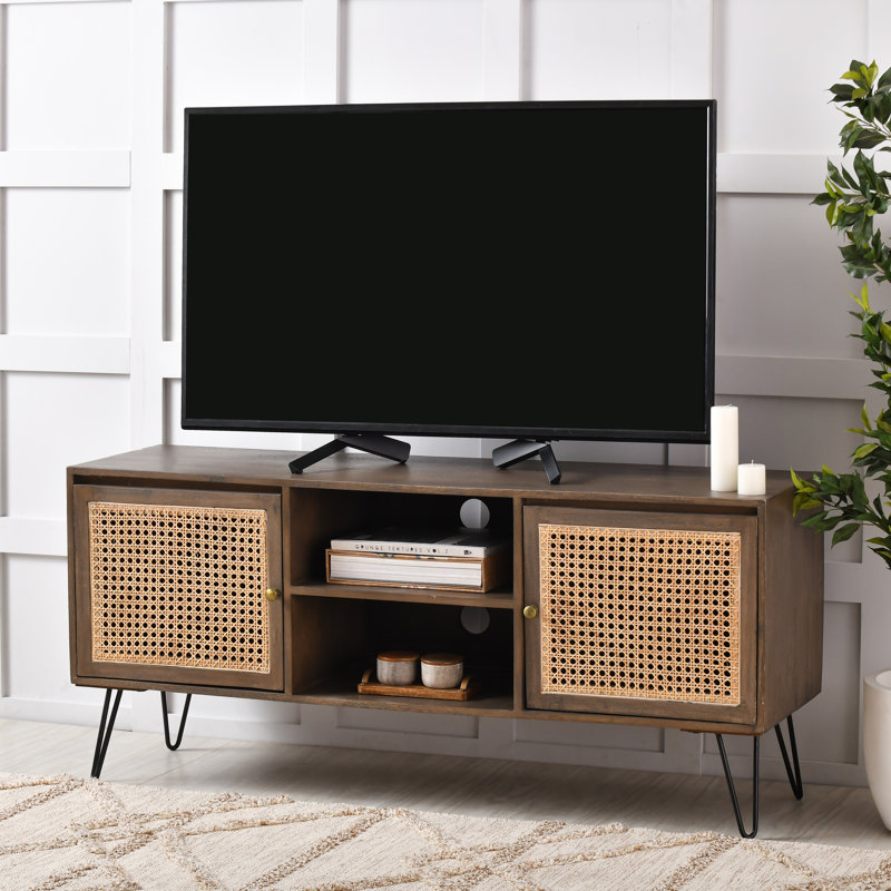 Akaal TV Stand for TVs up to 55", Natural/Dark Gray/Black