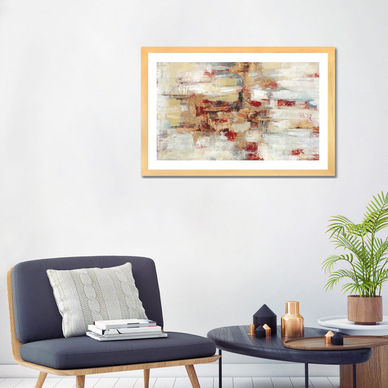 «Old Bridge Reminiscence Red» par Silvia Vassileva - reproduction d'art, Toile avec cadre en bois beige, Blanc