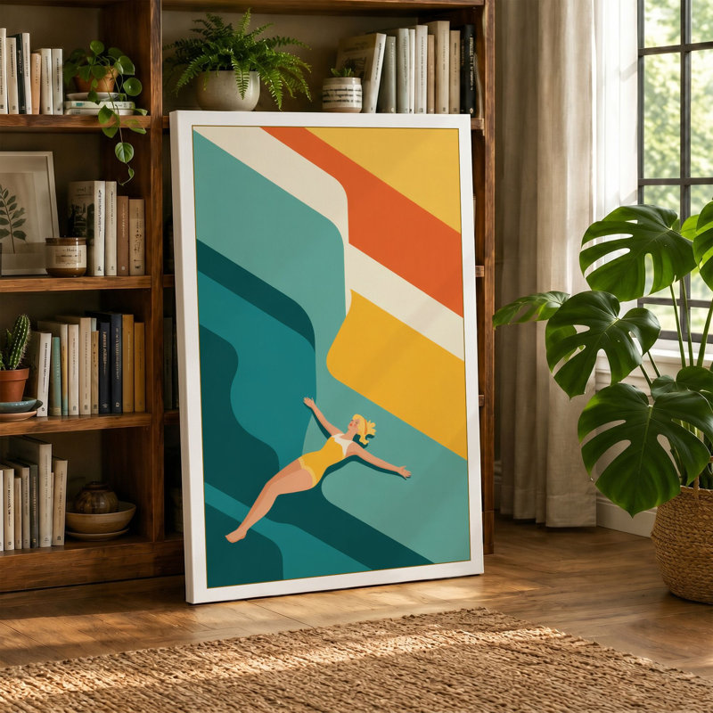 Diving Through Summer Modern - Wrapped Canvas, 36x24 - 91.4 x 61.0 cm, Sage Border