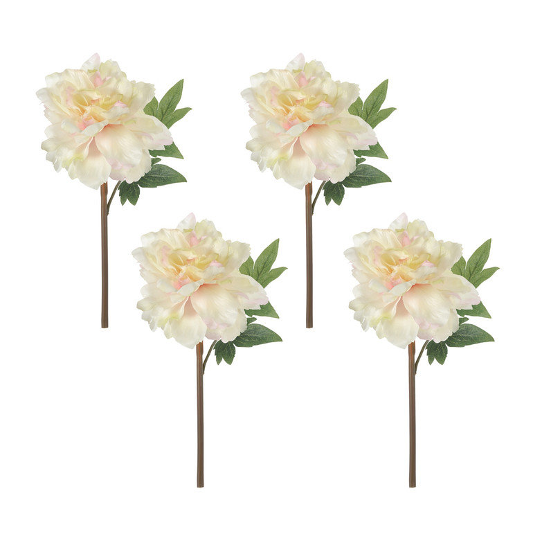 Almost Real 14" Peony - White, 4 Pack
