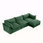 Canapé modulaire en L à 3 places avec repose-pieds mobile, assise large et profonde confortable, tissu chenille vert-118055925