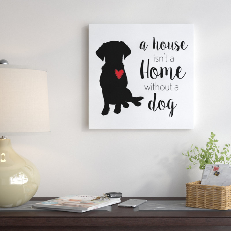 « house home dog », art textuel sur toile, H 12 po x l 12 po